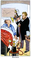 Arzt behandelt einen Patienten mit ultravioletten Strahlen, 1936